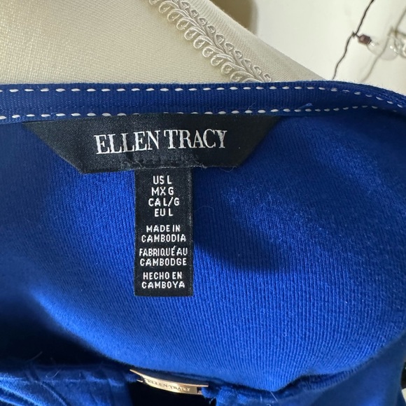 Ellen Tracy Vibrant Blue V-Neck 3/4 sleeve Top size large - Picture 5 of 7